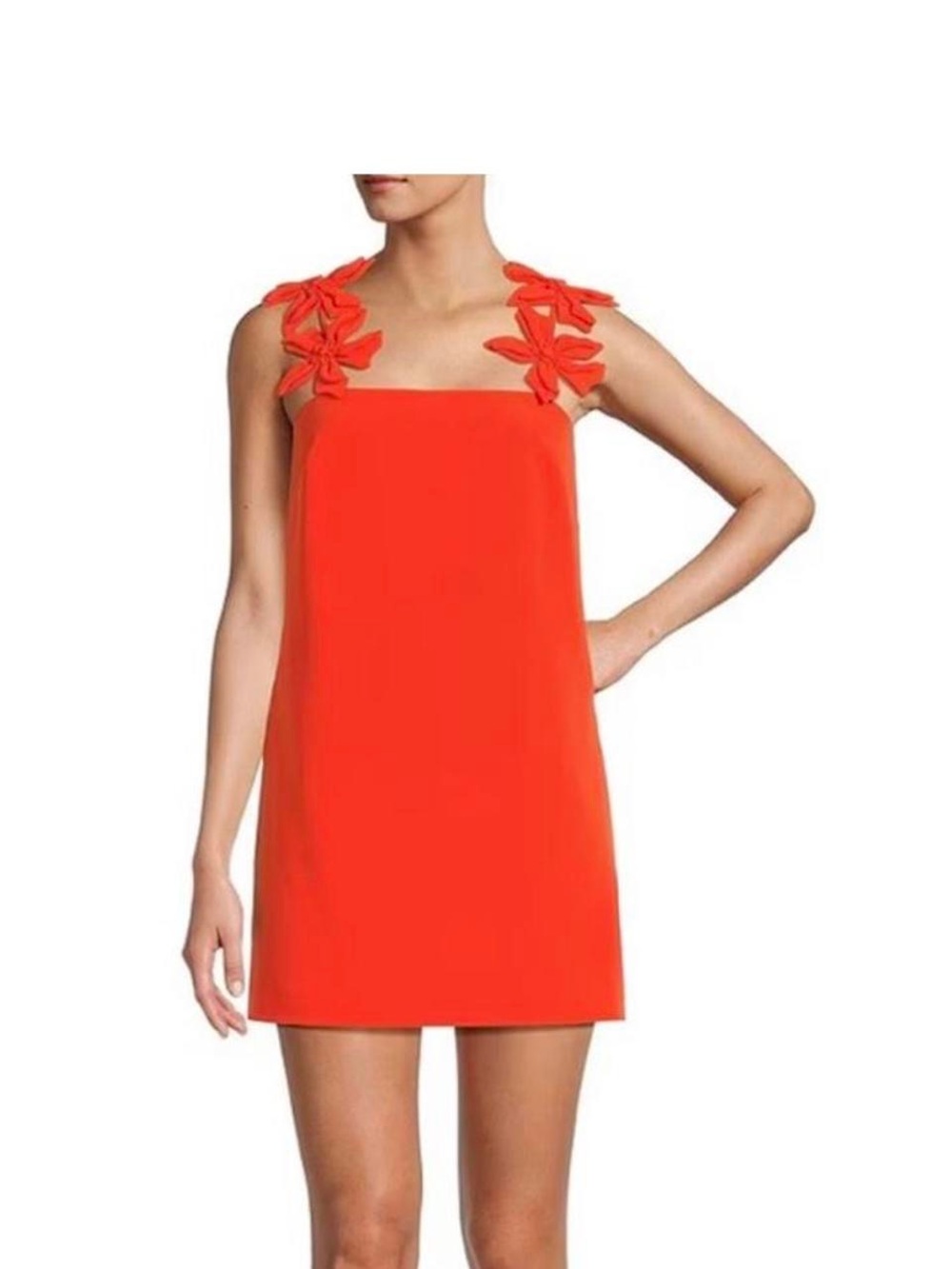 Orange Floral Strap Shift Dress